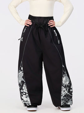 Women's Hyper Flux Graffiti Panel Reflective Line Jogger Baggy Snowboard Pants