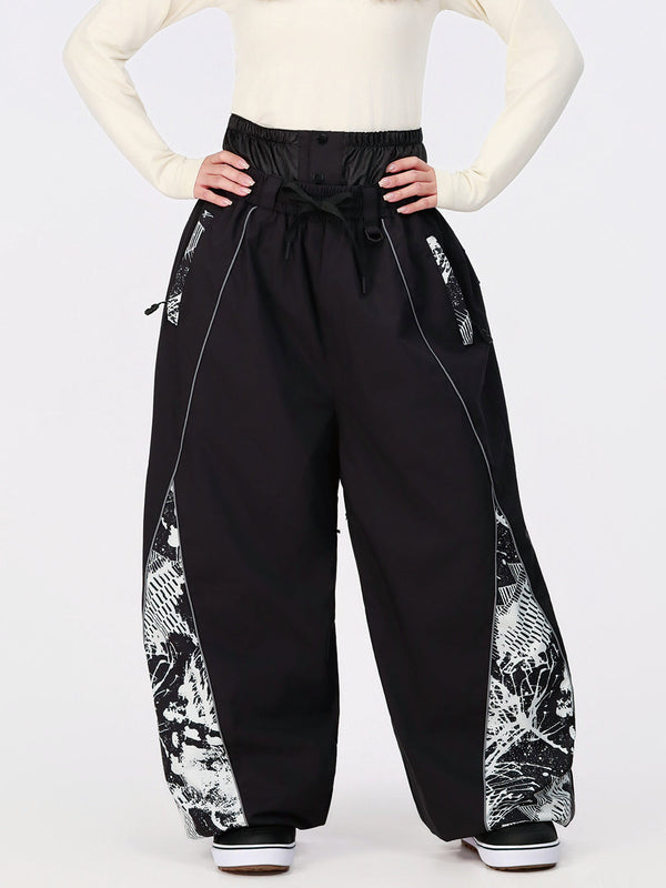 Women's Hyper Flux Graffiti Panel Reflective Line Jogger Baggy Snowboard Pants
