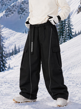 Men's Wild Motion Reflective Cargo Pockets Extra Baggy Snowboard Pants
