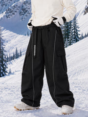 Men's Wild Motion Reflective Cargo Pockets Extra Baggy Snowboard Pants