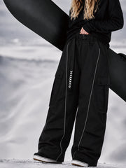 Women's Wild Motion Reflective Cargo Pockets Extra Baggy Snowboard  Pants
