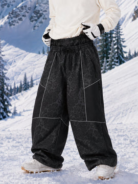 Men's Wild Motion Super Baggy Snow Pants – Multi Pocket Reflective Colorblock Design