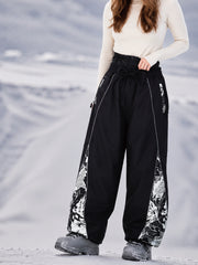 Women's Hyper Flux Graffiti Panel Reflective Line Jogger Baggy Snowboard Pants