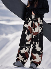 Women's Wild Motion Super Baggy Snow Pants – Reflective Colorblock Multi Pocket Design