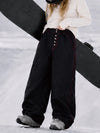 Women's Raw Utility Rivet Workwear Denim Snow Pants – Double Back Pocket Oversized Fit
