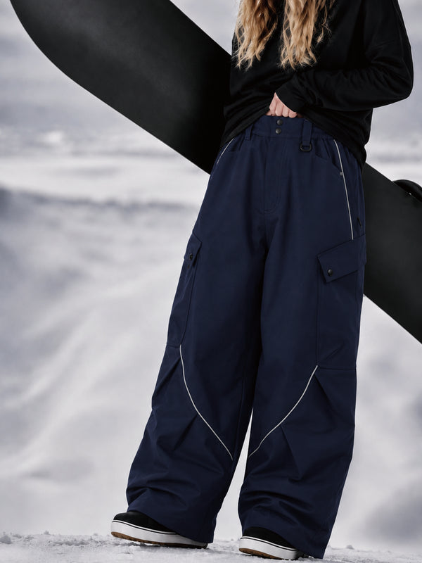 Women's Camden Punk Reflective Street Utility Baggy Cargo Snowboard Pants – Freestyle Fit