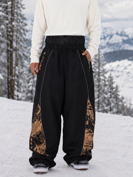 Men's Hyper Flux Color Graffiti Panel Reflective Line Jogger Baggy Snow Pants