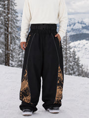 Men's Hyper Flux Color Graffiti Panel Reflective Line Jogger Baggy Snow Pants