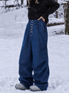Women's Workwear Raw Utility Rivet Denim Snowboard Pants – Oversized Fit with Double Back Pocket