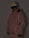 Men's Air Pose Neon Light Reflective Stripe Snow Jacket