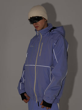 Men's Air Pose Neon Reflective Stripe Snow Jacket