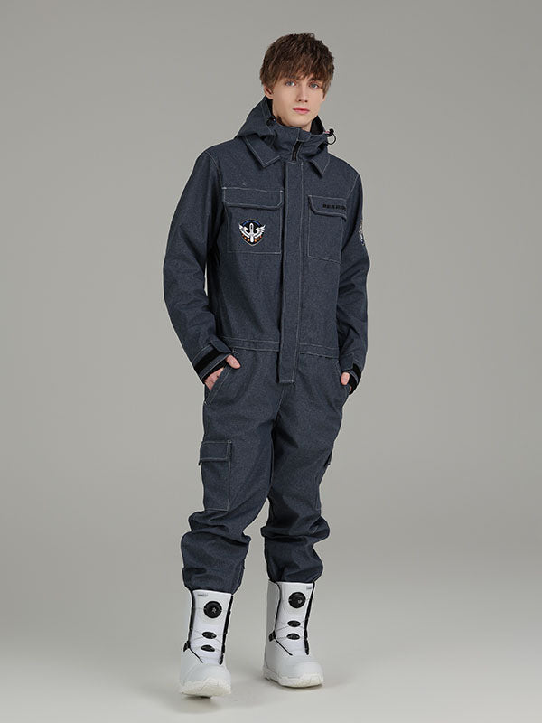 Men's Searipe One Piece Mountain Discover Ski Suits Winter Jumpsuit Snowsuits