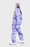 Womens PINGUP Hip Hop Snowboard Suit Stylish Purple Ribbons Suit