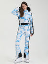 Women's Gsou Snow Chic Printed Faux-Fur Trim Ski Suit One Piece