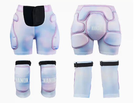 Pink Nandn Unisex Tri-Flex Protective Shorts & Knee Pads Set