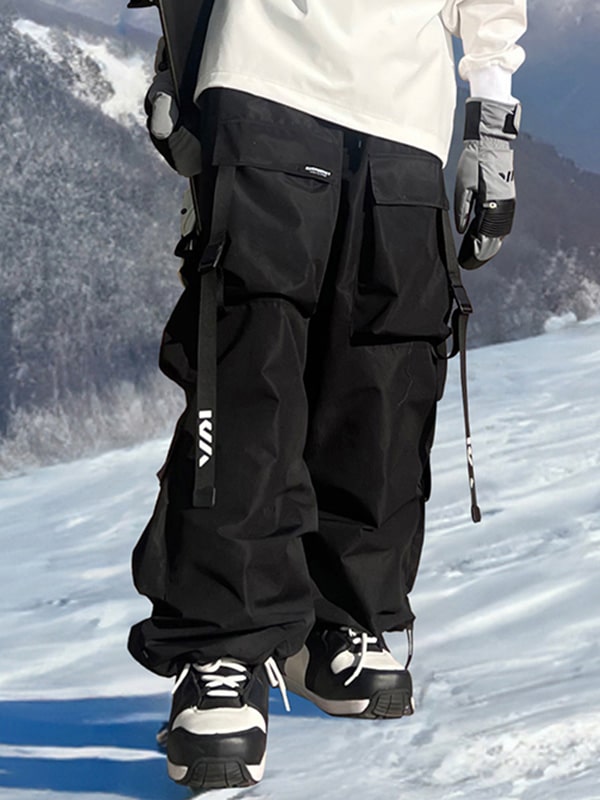 Women's Keep Money Mountain Chill Baggy Snow Pants, Black XS, Freestyle Ski Pants, Waterproof Snow Panda Mountain Shred Snow Pants