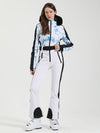 Women's Gsou Snow Chic Block Faux-Fur Trim Ski Suit One Piece
