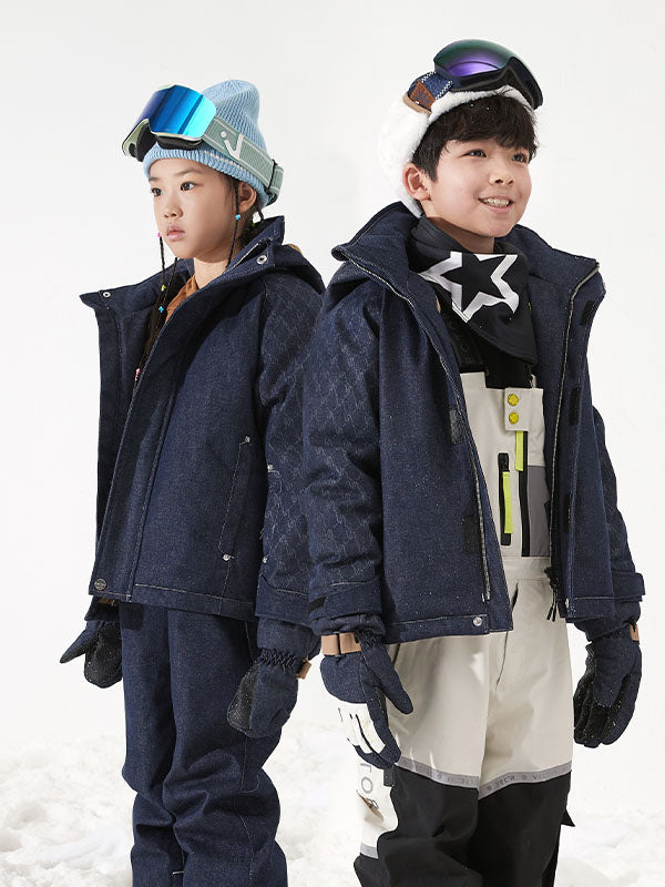 Boy & Girls Vector Boundary Line Winter Sportswear Waterproof Ski Jacket