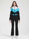 Women's Gsou Snow Retro Belted Color-Blocked Flare Ski Suit