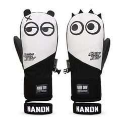 Women's Nandn Full Leather Snow Mascot Snowboard Gloves Winter Mittens