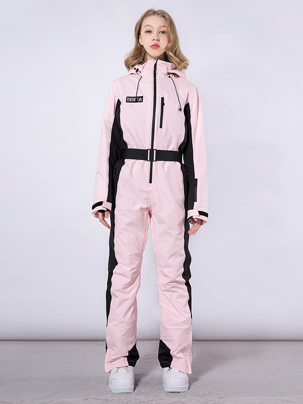 Women's RAWRWAR Chic Belt Ski Suit One Piece Pink/XS Women's RAWRWAR Chic Belt Ski Suit One Piece Pink/XS