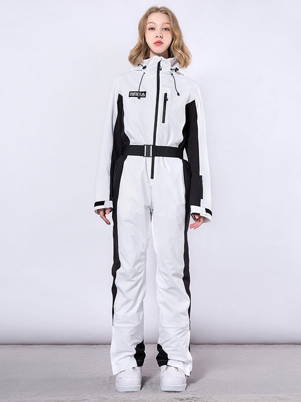 Women's RAWRWAR Chic Belt Ski Suit One Piece White/XXL Women's RAWRWAR Chic Belt Ski Suit One Piece White/XXL