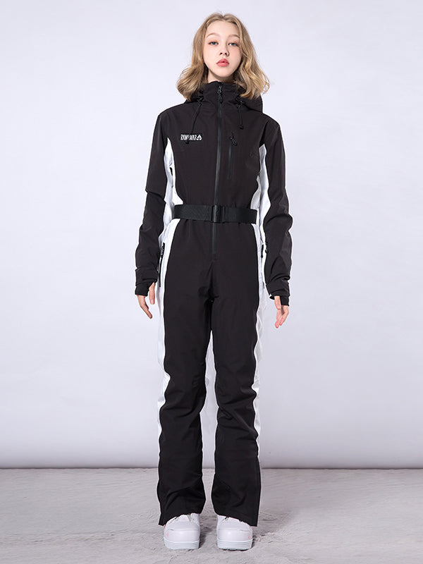 Women's RAWRWAR Chic Belt Ski Suit One Piece Black/L Women's RAWRWAR Chic Belt Ski Suit One Piece Black/L