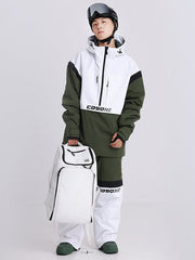 Men's Cosone Powdreamer Half Zipper Colorblock Anorak Snow Jacket & Pants Set