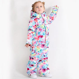 Girl Unisex Waterproof Colorful Winter Outdoor Ski Suit One Piece Snowsuits For Boy & Girl