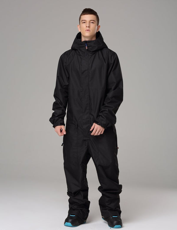Men's Searipe One Piece Stylish Black Ski Suits Winter Jumpsuit Snowsuits